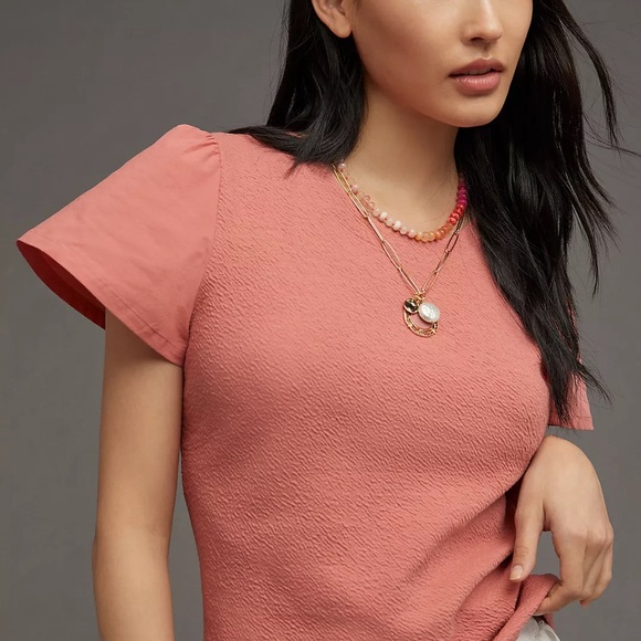 Anthropologie Lace-Up Flutter Top - Picture 2 of 7